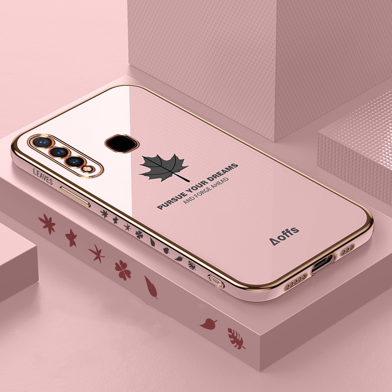 Ốp Điện Thoại Mạ Điện Hình Lá Phong Cho VIVO Y12S Y15S Y21S Y33S Y01 Y20 Y20S Y11 Y12 Y15 Y17 Y19 Y1S V15 Y91C Y95 S1 Y66 V5 V21