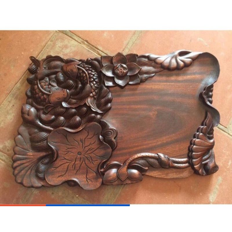 Khay trà liền khối gỗ gõ cao cấp nguyên khối | BigBuy360 - bigbuy360.vn