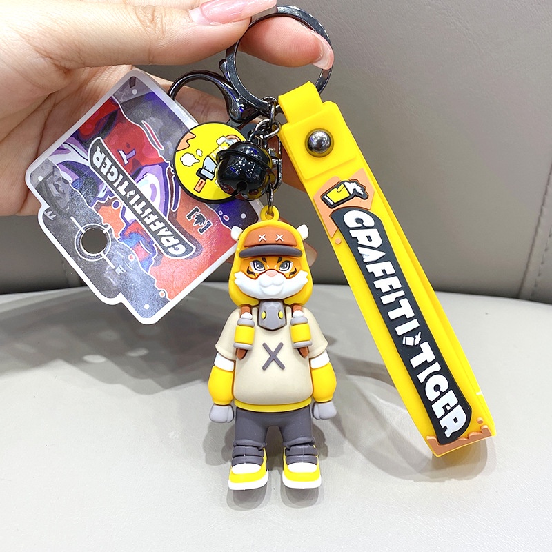 Móc khóa hổ graffity nhiều màu sắc độc đáo chất liệu PVC làm quà tặng bạn bè người thân trang trí balo túi xách-Ráp