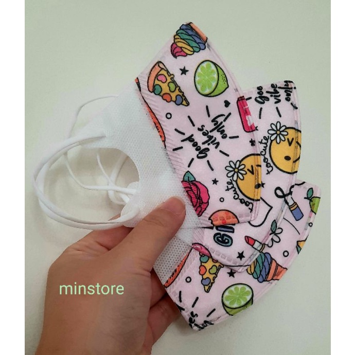 Khẩu trang 3D trẻ em in hình dễ thương - Size 3-6 tuổi túi zip 10 cái
