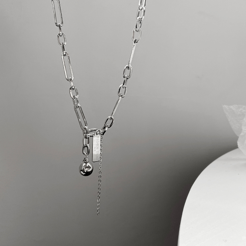 Dây Chuyền Mặt Bóng Kim Loại Dài Phong Cách Hip Hop 22825 Đơn Giản