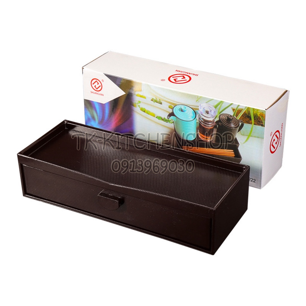 Hộp đựng thìa đũa phong cách Hàn Quốc / Nhật Bản, hộp nhựa abs màu nâu có nắp đậy giúp tránh bụi bẩn, và côn trùng
