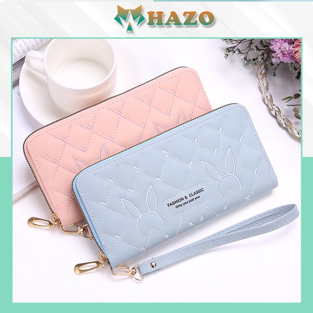 Ví Dài Nữ Cầm Tay Đan Chéo Thỏ V550 Cao Cấp Kiểu Dáng Sang Trọng Phong Cách Hàn Quốc - Hazo