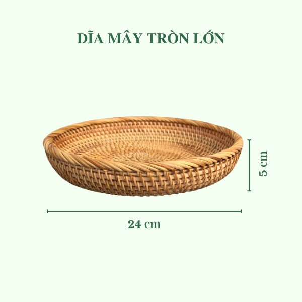 Dĩa mây đựng đồ - Dĩa mây guột decor trang trí - Rattan Plate