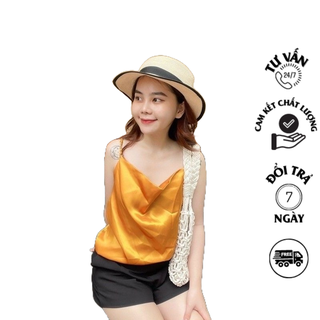 Áo hai dây  cổ đổ  phi lụa  HANI SG PHOJ dây xích PC551