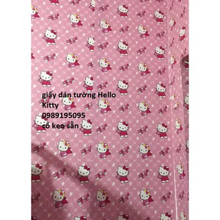 (tặng kèm dụng cụ) combo 10m giấy dán tường Hello Kitty hồng