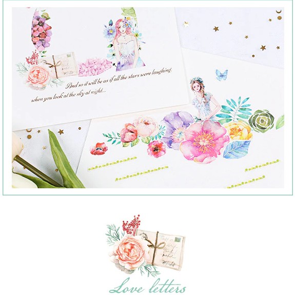 Taeyang369hz Sticker Flower, Cactus, Xương Rồng, Sen Đá Trang Trí Sổ Lưu Niệm Planner, Bujo, Scrapbook, Bullet journal