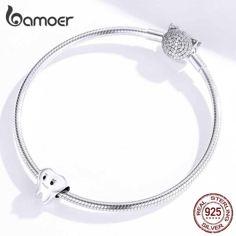 Phụ Kiện Bamoer Bằng Bạc Hình Chiếc Răng Dùng Làm Trang Sức Dễ Thương