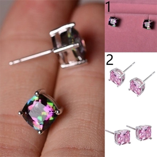 Bông Tai Hợp Kim Đính Đá Hình Cầu Vồng Xinh Xắn