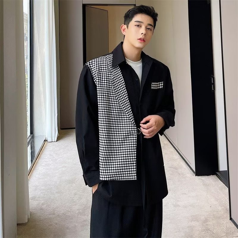 Áo Sơ Mi Giả Hai Lớp Phong Cách Hàn Quốc Thời Trang Cao Cấp Cho Nam M-3xl