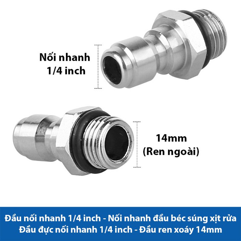 Đầu đực nối nhanh ¼ inch – đầu nối súng phun với béc xịt rửa,bình phun bọt tuyết máy rửa xe cao áp gia đình C0004-29