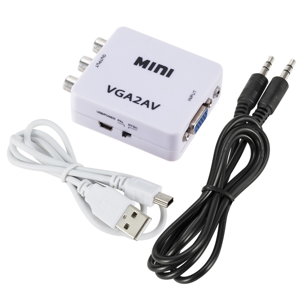 Đầu chuyển đổi Mini VGA 1080P sang RCA AV 3.5mm VGA 2AV/ CVBS+PC HDTV | BigBuy360 - bigbuy360.vn