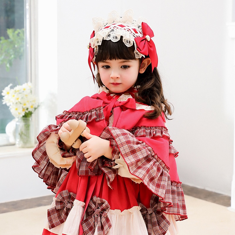 Áo choàng cô bé quàng khăn đỏ phong cách lolita mới cho bé gái 2021