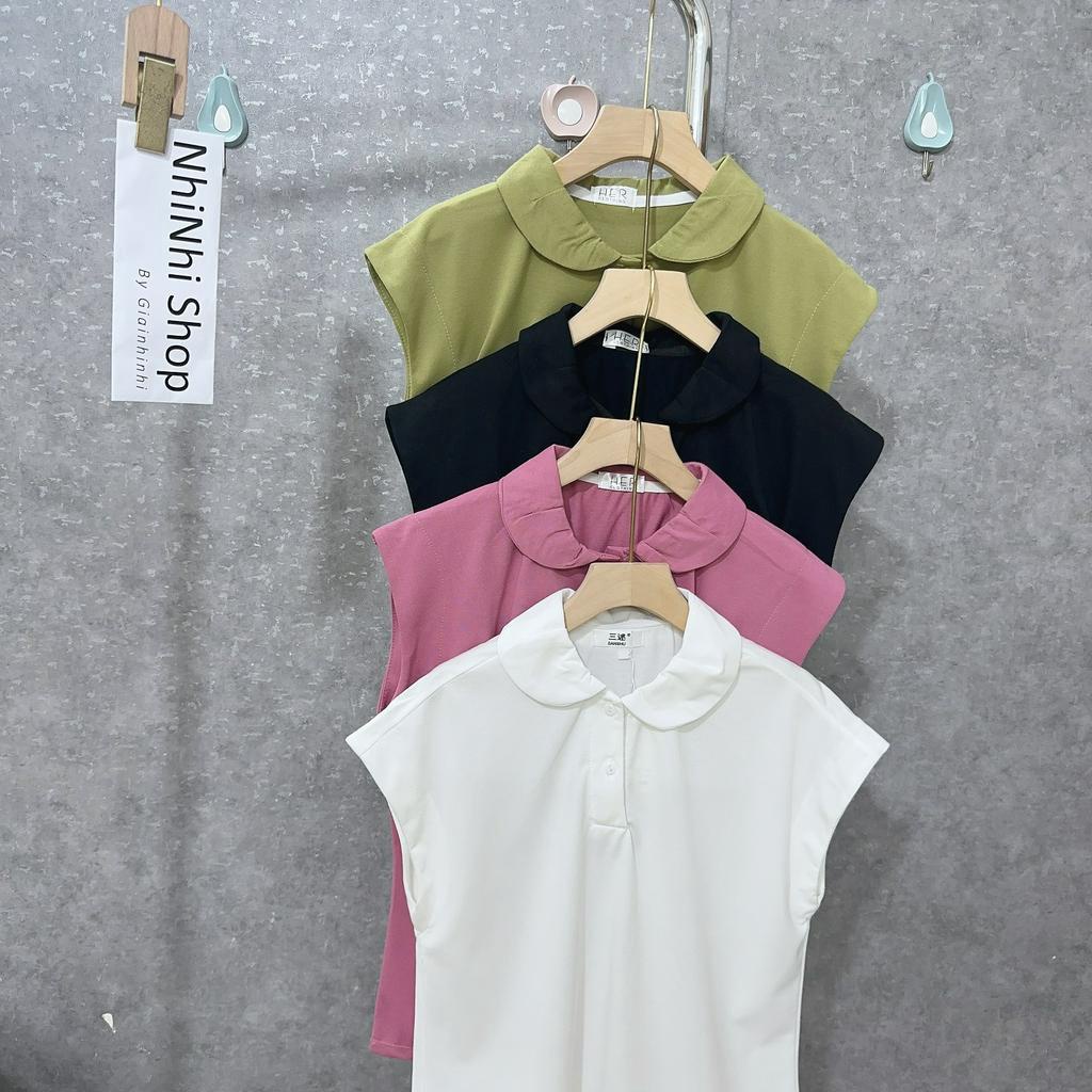 Áo polo thun cổ sen dáng rộng, Áo kiểu vai hến cổ bẻ AT6447 - NhiNhi Shop