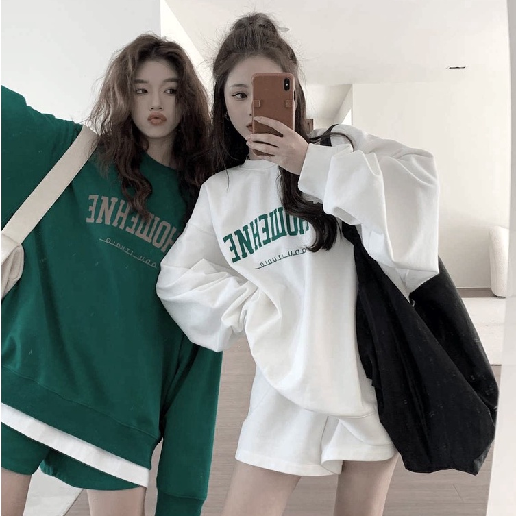 Bộ Quần Áo Nỉ Bông Nữ OTHO, Set Quần Áo Nỉ From Rộng Freesize Cá Tính Ulzzang