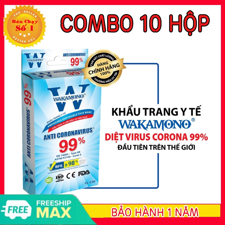 [ 10 HỘP] KHẨU TRANG Y TẾ WAKAMONO – (4 Lớp, Hộp 10 Cái)