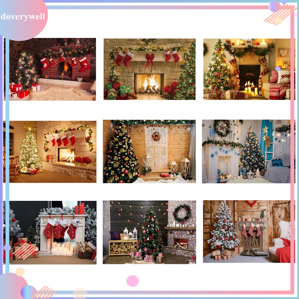 Phông nền hình chữ nhật không có nếp nhăn in nhiều hình ảnh phong cách Giáng Sinh tùy chọn