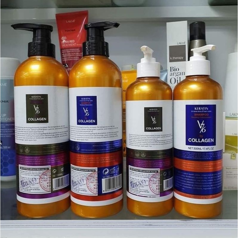 Cặp Dầu Gội Xả Collagen Keratin V76 - 500ML - 800ML