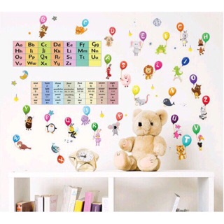 Decal tranh dán tường bảng chữ cái số và thú