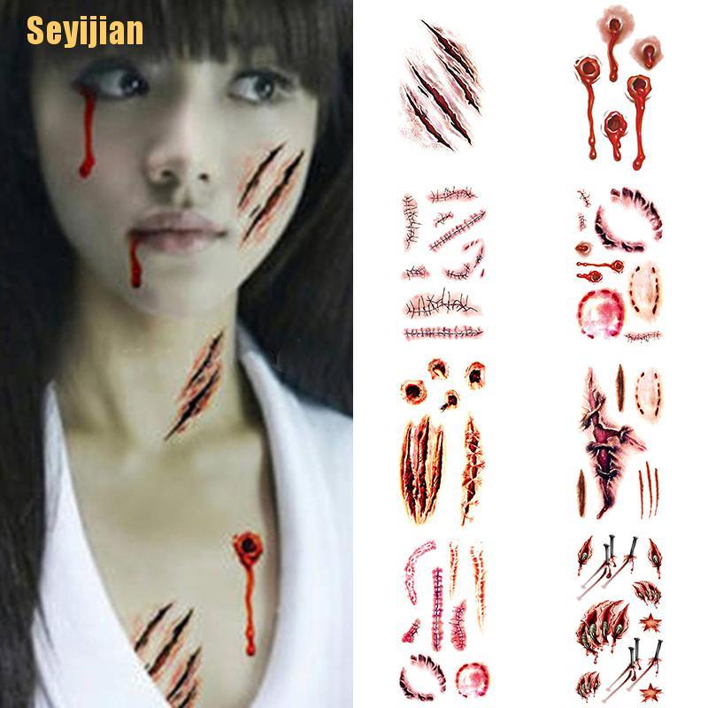 Hình Xăm Dán Vết Thương Máu Tạm Thời Chống Thấm Nước Phong Cách Halloween