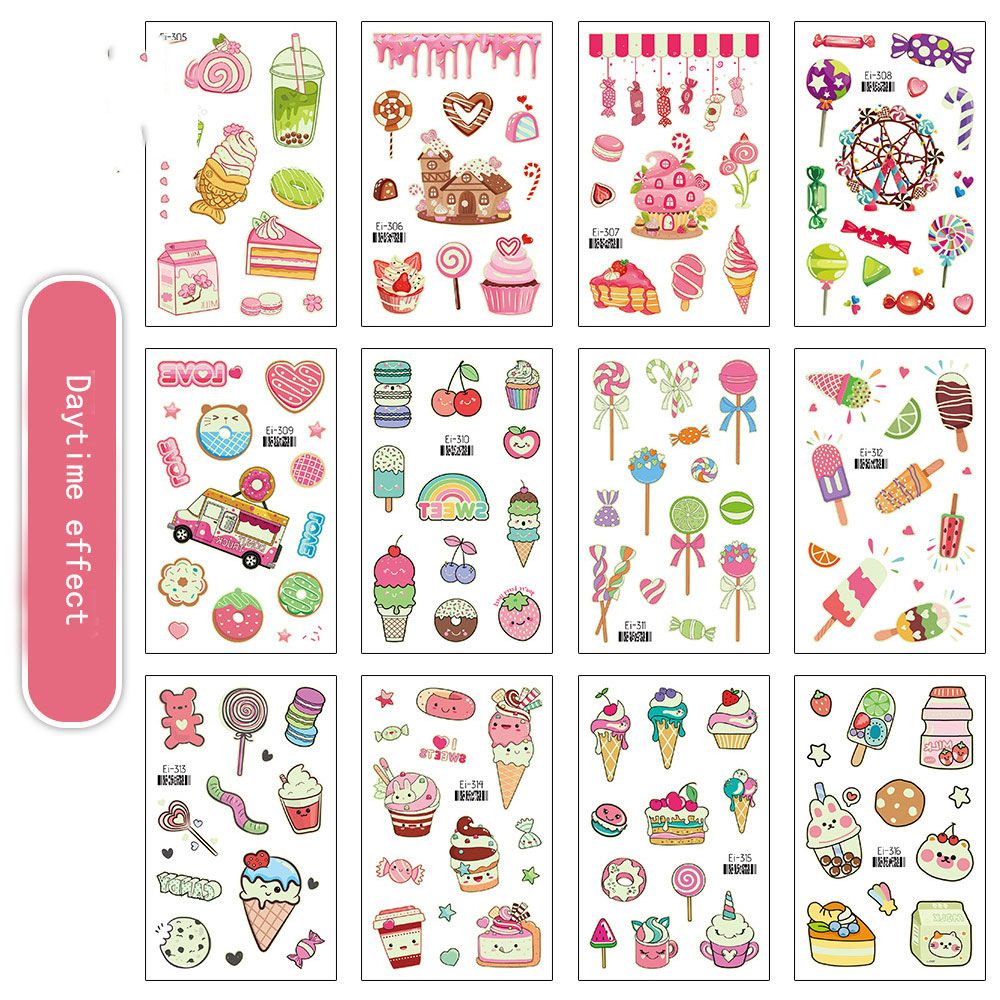 Hình xăm dán tạm thời hình bánh donut nhiều kiểu dáng thời trang dễ thương