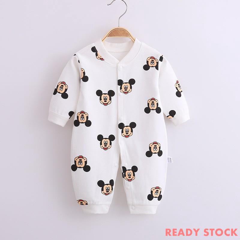 Áo liền quần Tay Dài Chất Cotton Cho Trẻ Sơ Sinh 0-12 Tháng Tuổi