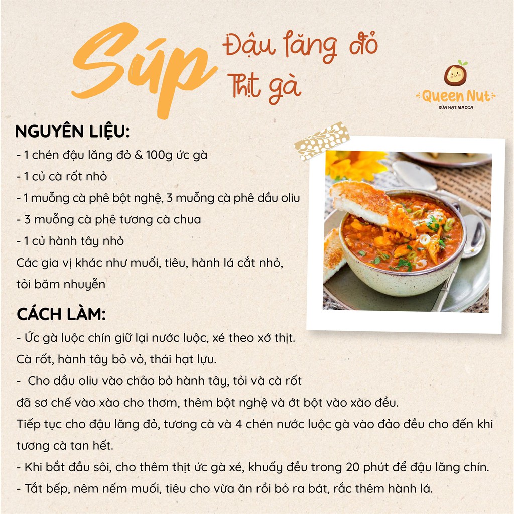 Đậu Lăng Đỏ Non-GMO 500G làm sữa hạt, nấu cháo, đồ ăn dặm - Tặng sổ tay công thức sữa hạt