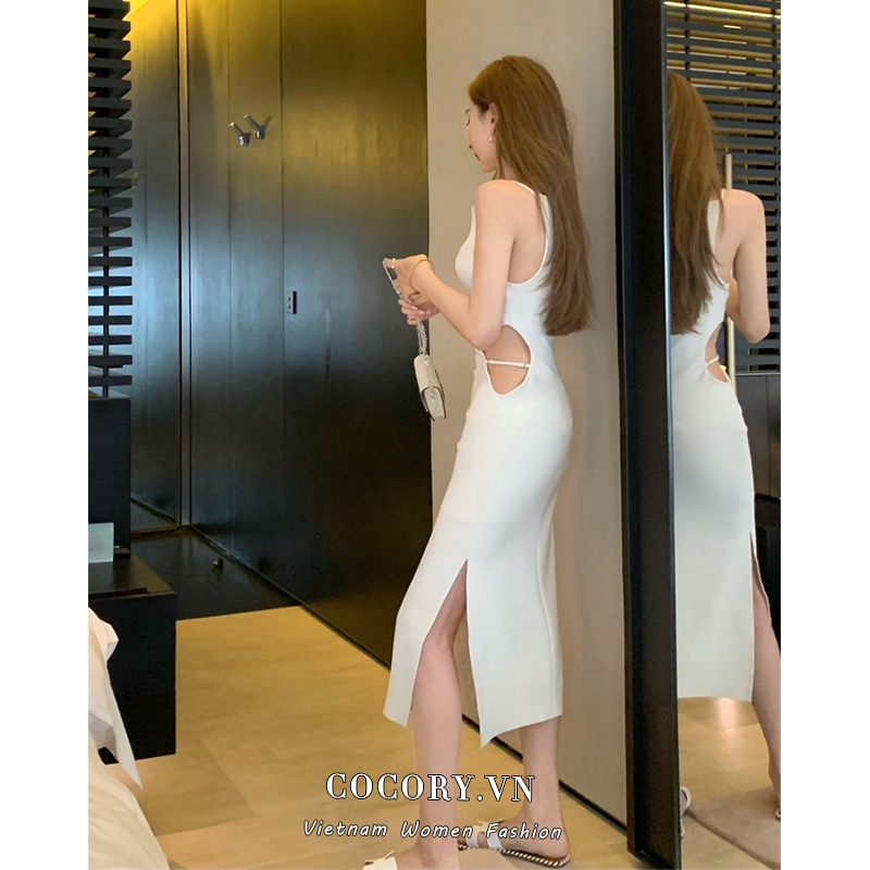 Cocory vn Đầm Maxi Lưng Cao Phong Cách retro Gợi Cảm Cho Nữ