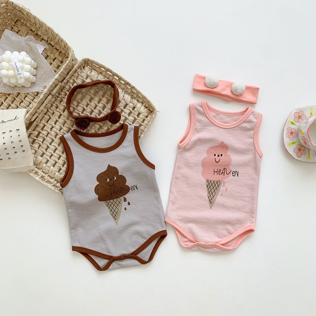Bộ Áo Liền Quần Hình Cây Kem Dễ Thương Cho Bé 0-2 Tuổi