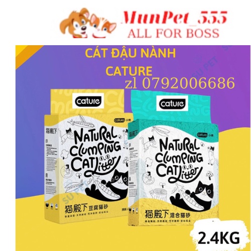 Cát đậu nành Cature cát vệ sinh cho mèo chính hãng 6l túi 2,4kg + cát gỗ