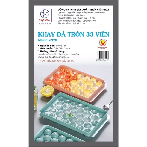 Khay đá viên bi tròn 33 viên có nắp đậy nhựa Việt Nhật