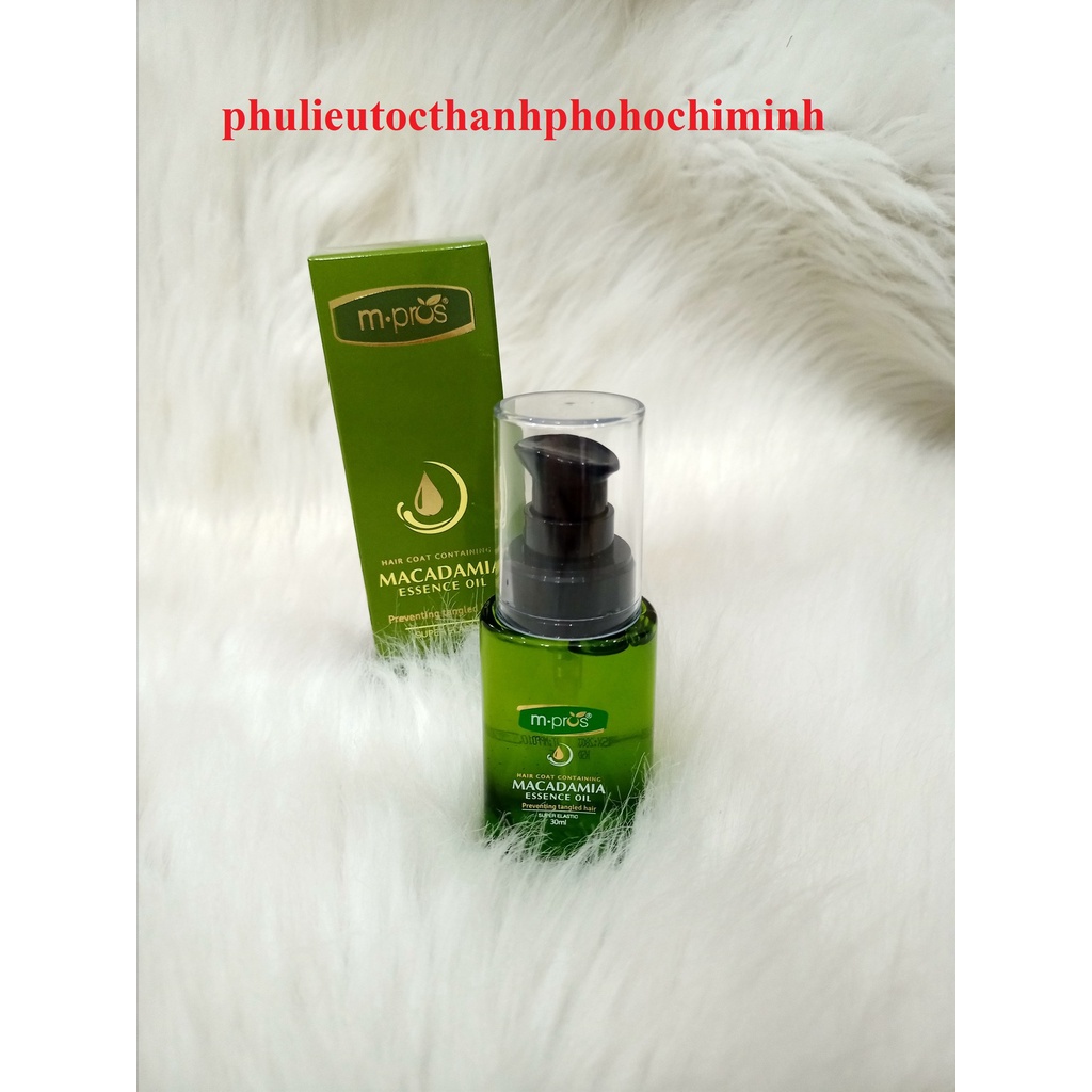 Tinh dầu dưỡng tóc bóng mượt M pros 30ml Macadamia màu xanh lá