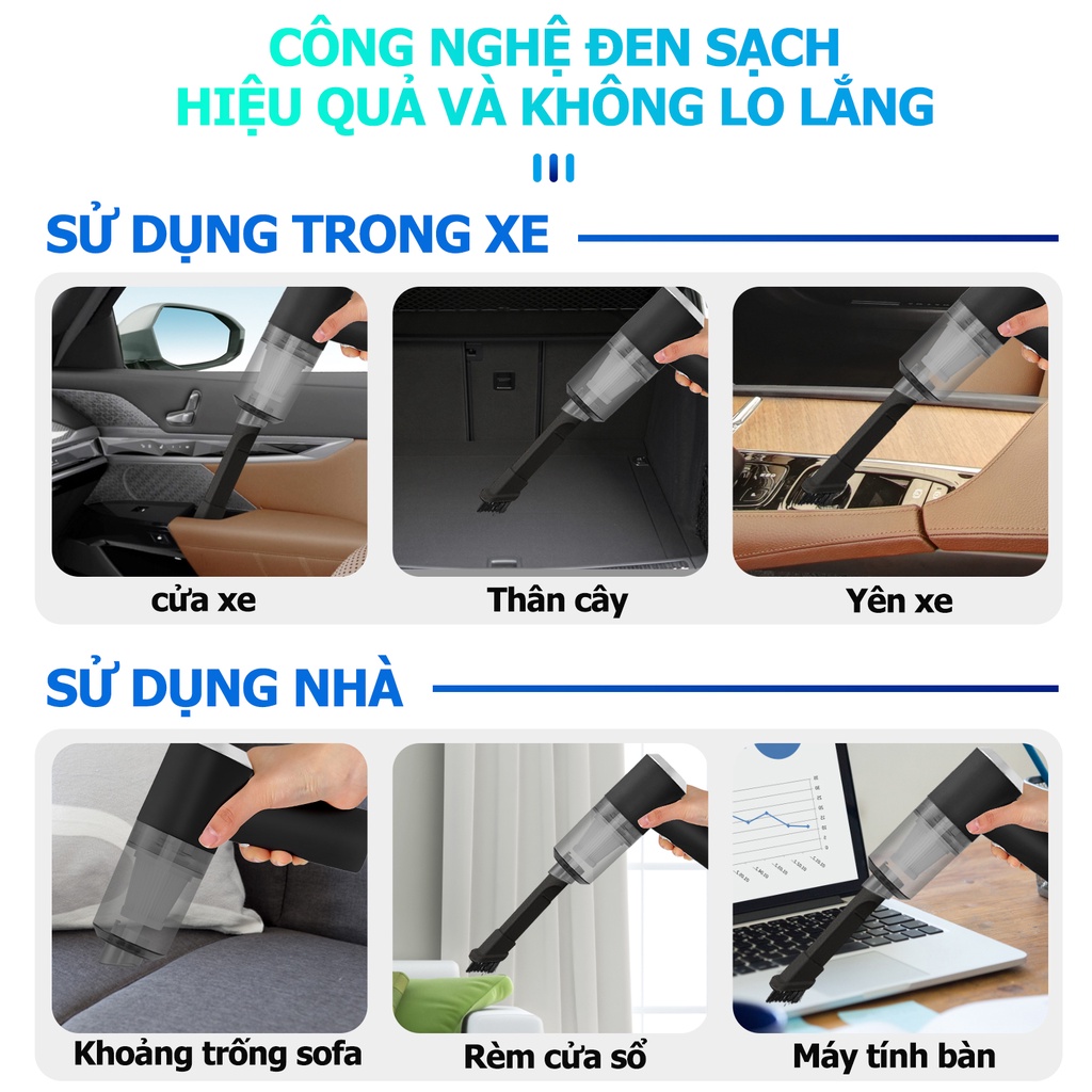 Máy hút thổi bụi cầm tay mini Máy hút bụi không dây đa năng lực hút siêu  May hut bui mini không dây