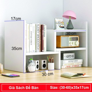 Kệ tủ để sách gỗ nhựa đa năng, kệ giá sách để bàn mini lắp ghép cao cấp