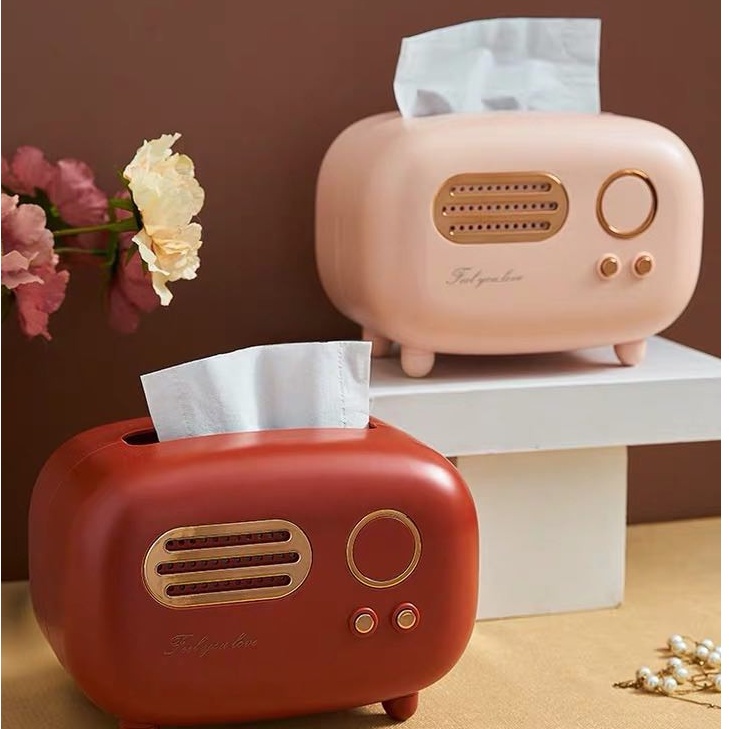 Hộp đựng giấy ăn để bàn cao cấp phong cách vintage - Radio Tissue Box