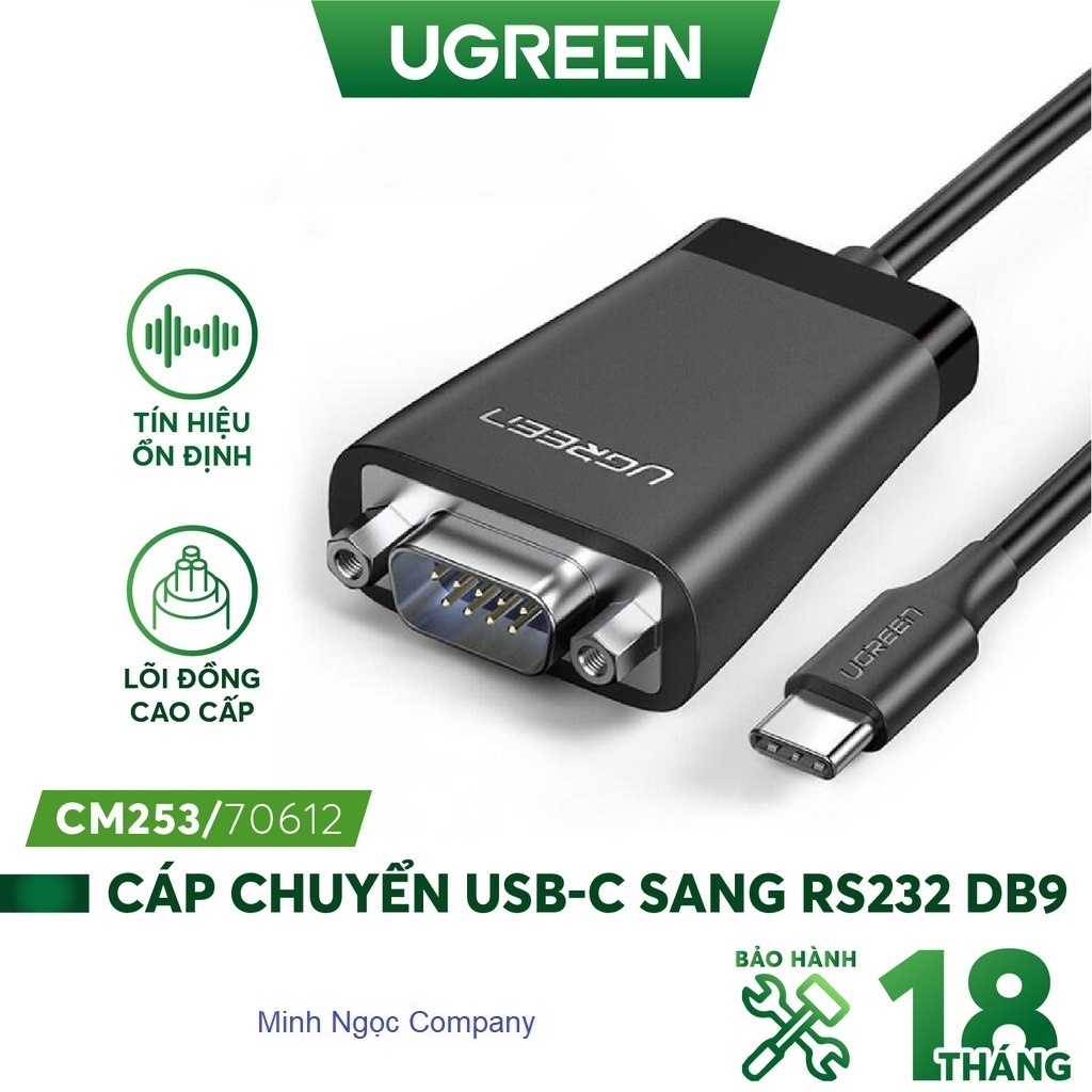Cáp chuyển đổi tín hiệu USB Type C sang RS232 DB9 dài 1.5m Ugreen 70612 CM253 - Hàng Chính Hãng