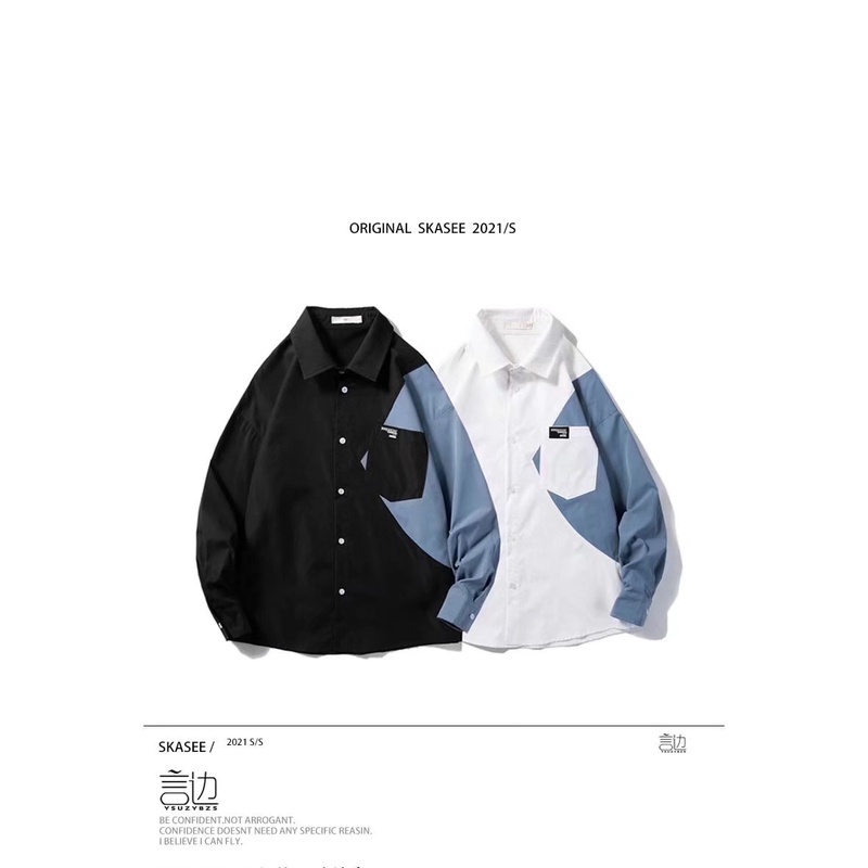 Áo sơ mi nam tay dài dáng rộng thiết kế mới thời trang Hàn Quốc 2022