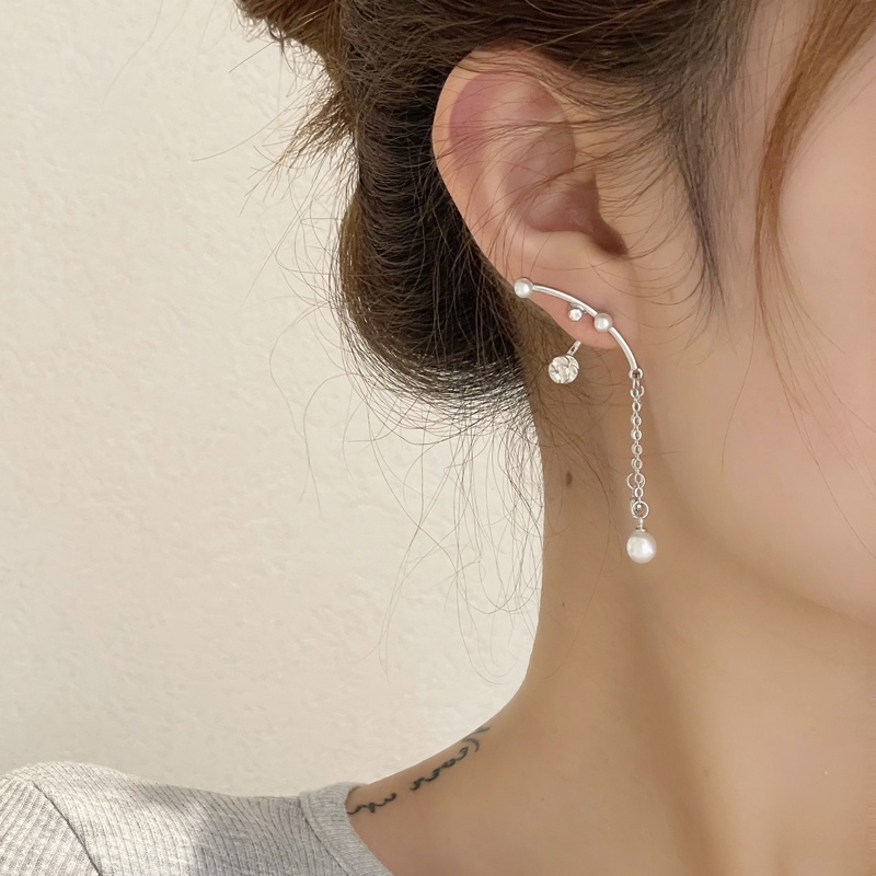 Bông Tai Ngọc Trai Thời Trang Hình Chữ T Cổ Điển Hàn Quốc
