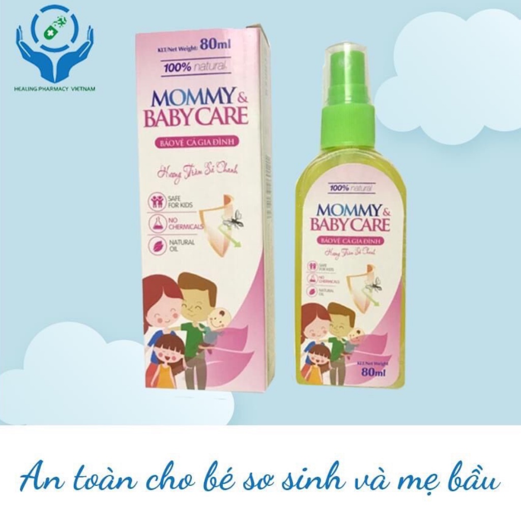 Tinh dầu đuổi muỗi, hương tràm sả chanh Mommy &amp; BabyCare  dạng bình xịt phun sương chống muỗi suốt 8h đồng hồ