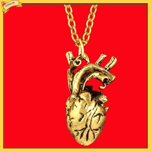 ATH_Men Retro 3D Anatomical Human Hollow Heart Pendant Necklace Punk Chain