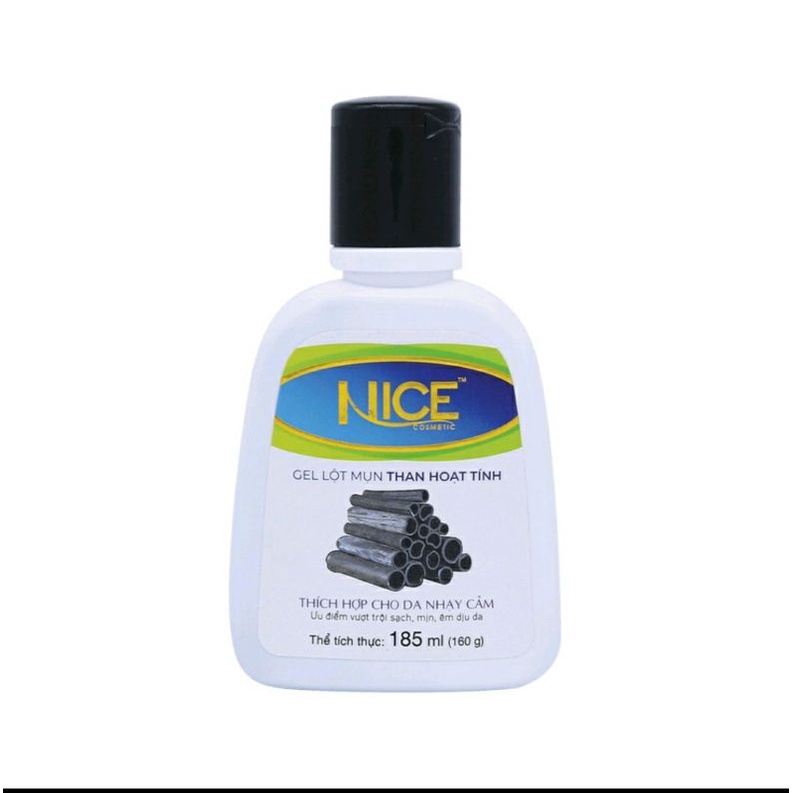 GEL LỘT MỤN CÁM/ MỤN ĐẦU ĐEN- GEl HÚT MỤN THAN HOẠT TÍNH NICE 185ML