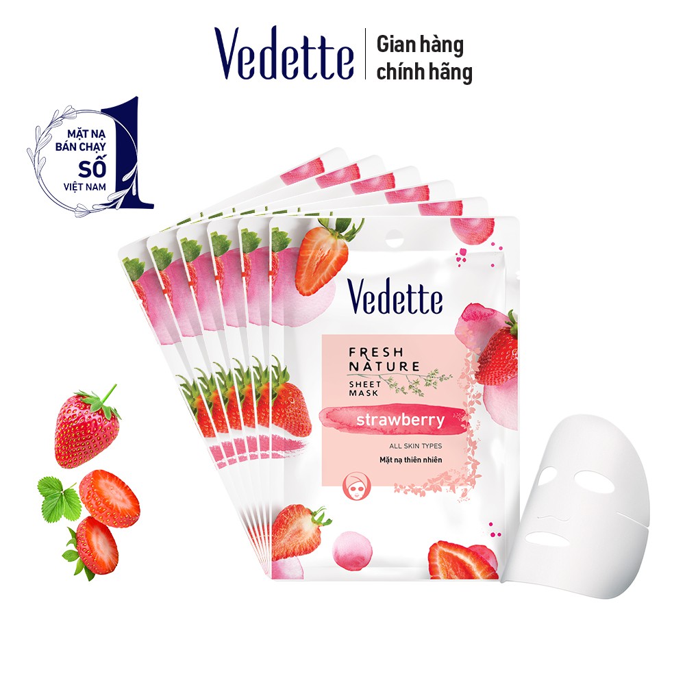 Combo 6 Mặt Nạ Thiên Nhiên Vedette Sáng Khỏe Tự Nhiên Fresh Nature Sheet Mask Set 22ml/ miếng