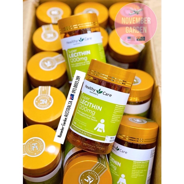 Mầm đậu nành Super Lecithin 1200mg Healthy Care 100 viên của Úc