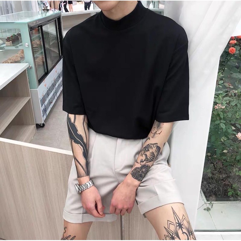 Áo thun cổ cao 3cm cao cấp (Video thật) | BigBuy360 - bigbuy360.vn