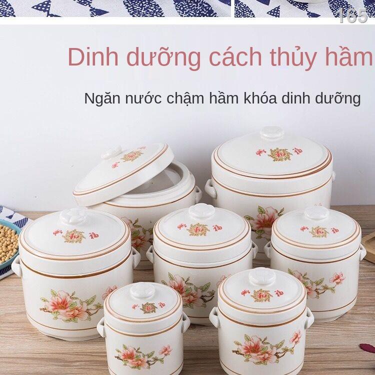 Chén hầm tổ yến chưng cách thủy hai nắp bằng sứ chuyên dùng cho hấp trứng chén hầm nhỏ có nắp đậy nồi canh sức khỏe gia