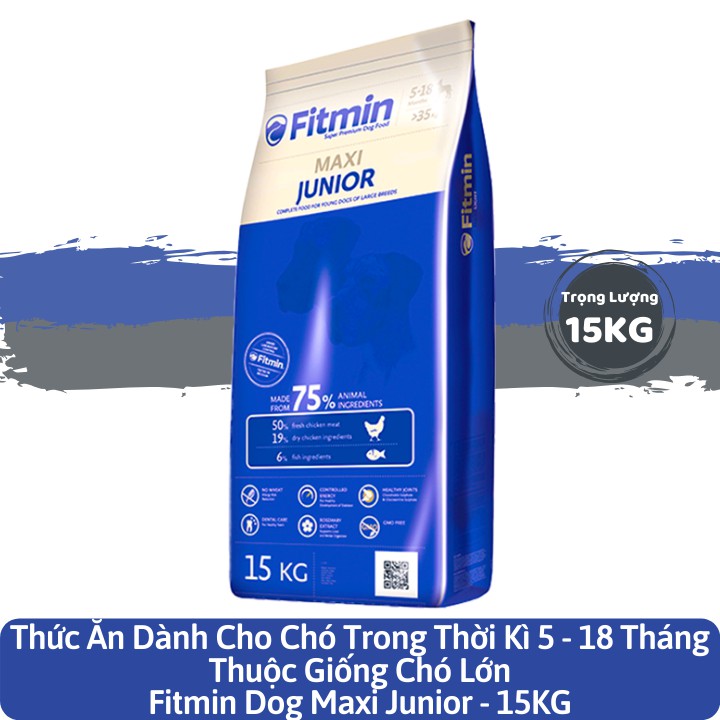 Fitmin Dog Maxi Junior - Thức Ăn Dành Cho Chó Trong Thời Kì 5 - 18 Tháng Thuộc Giống Chó Lớn 15KG