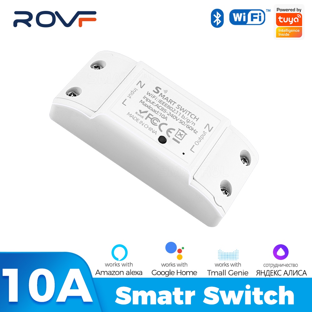 ROVF Công tắc thông minh Wifi Tương thích với Amazon Alexa và cho Bộ hẹn giờ Google Home 10A / 2200W Điều khiển từ xa không dây Swi