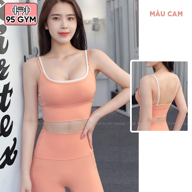 Áo bra tập gym yoga nữ 95Gym AL35 dây vai kép chất thun mềm mịn có mút ngực nâng đỡ vòng một