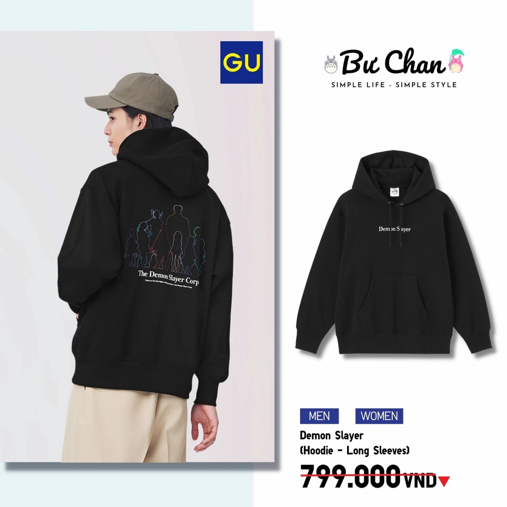 Áo hoodie GU Nam/Nữ Demon Slayer 1 ❤️ (GU Nhật Chính Hãng)