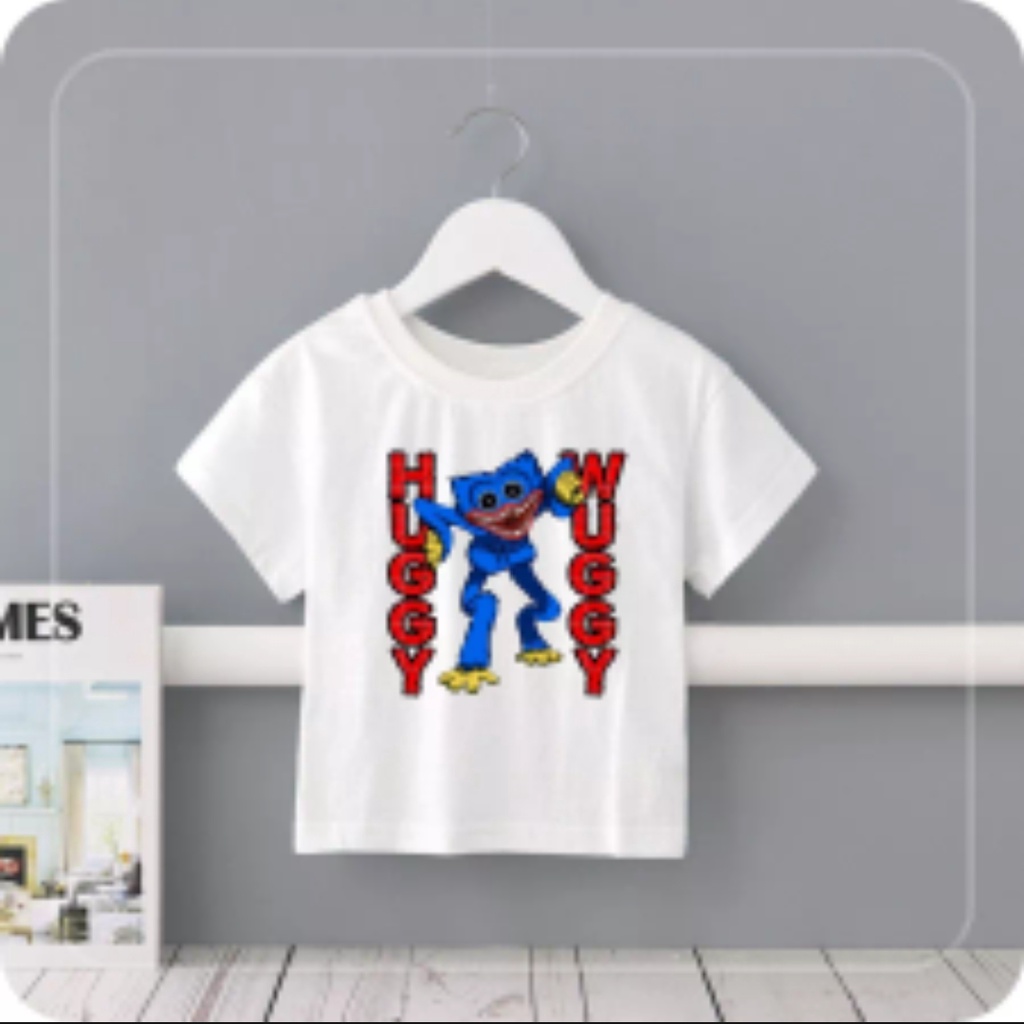 Sale [mua 1 tăng 1] Áo thun cotton cho bé, Poppy Playtime Huggy Wuggy màu trắng cho bé trai, bé gái cực xinh chất cot